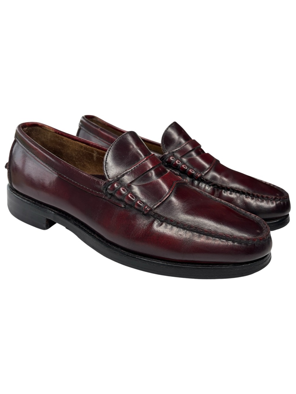 VTG Penny Loafers Mens Size 7.5 D Burgundy Leather Vibram Sole Dress Shoe Preppy